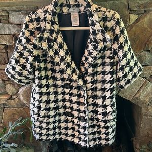Worthington LP Double Breasted Short Sleeved Black & White Jacket; Fully Lined